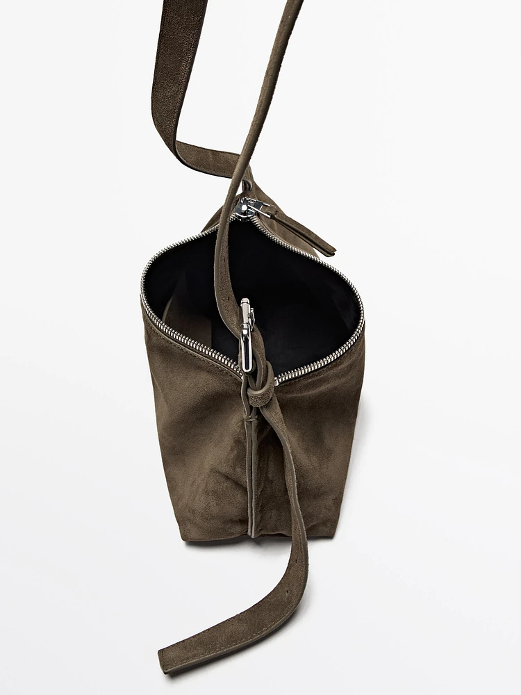 Split suede leather mini crossbody bag