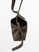 Split suede leather mini crossbody bag