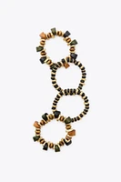 PACK OF 4 WOODEN PIECE BRACELETS