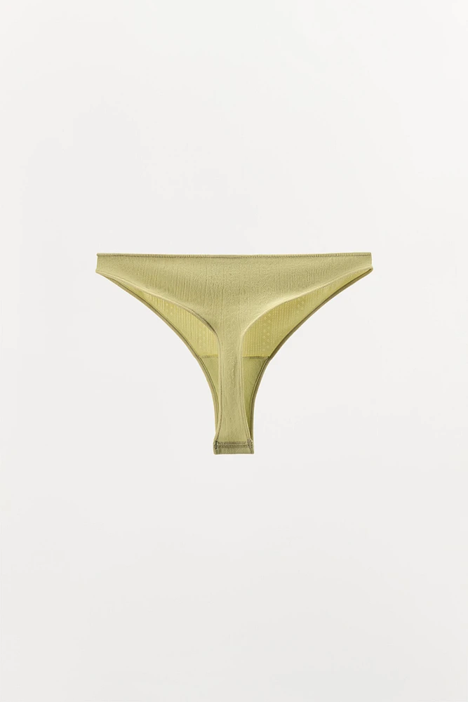 POINTELLE SATIN BOW THONG