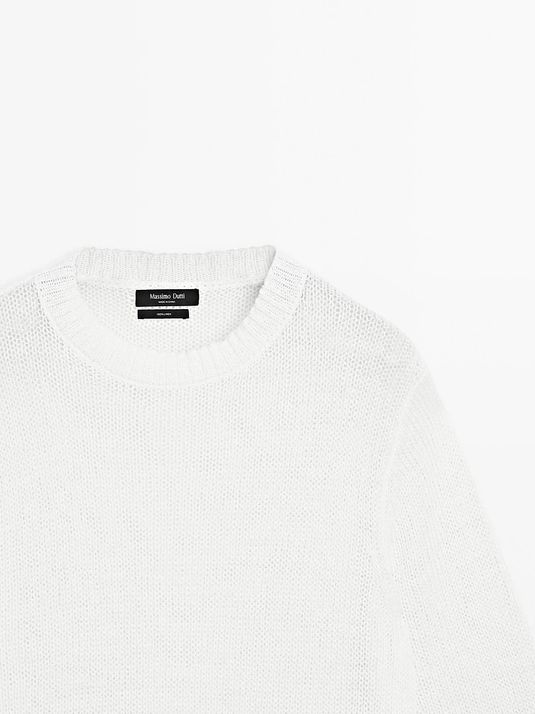 Pull en maille à manches courtes lin