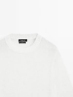 Pull en maille à manches courtes lin