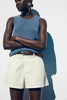 PLEATED SHORTS WITH BELT