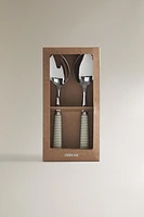 SALAD FLATWARE SET WITH STRIPED HANDLE (SET OF 2)