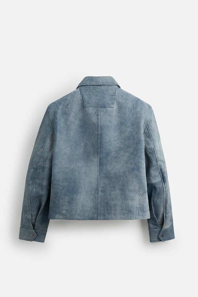 BLOUSON EN CUIR DÉLAVÉ