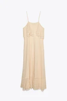 POINTELLE KNIT RUFFLED DRESS
