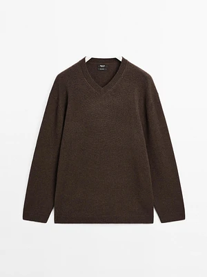 Pull oversize col en V cachemire