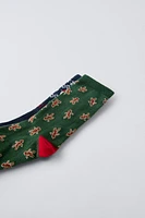 TWO-PACK OF GINGERBREAD MEN AND GREEK FRET PRINTED SOCKS