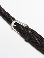 Braided leather belt