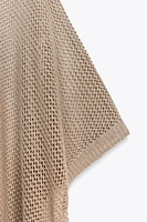 METALLIC THREAD CUT-OUT KNIT CAPE