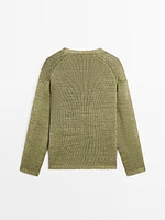 Pull en maille ajourée 100 % lin