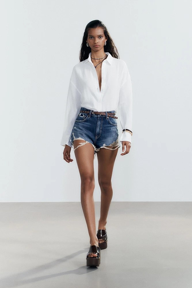 OVERSIZED LINEN BLEND SHIRT