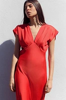 SATIN EFFECT MIDI DRESS