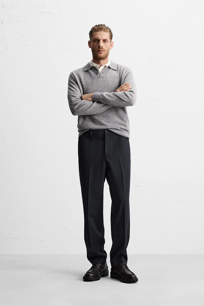 SLIM FIT WOOL BLEND PANTS