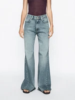 Jean flare taille haute coton