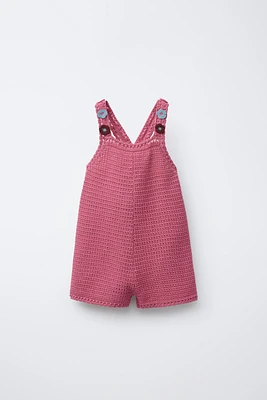 SALOPETTE COURTE EN MAILLE CROCHET FLEURS