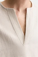 CHEMISE POLO STRUCTURÉE MÉLANGE LIN