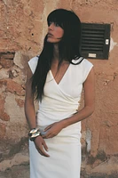 MIDI DRESS WITH BROOCH