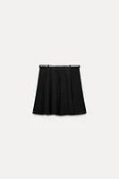 BELTED CREPE MINI SKIRT