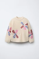 PATCHWORK FLORAL KNIT SWEATER