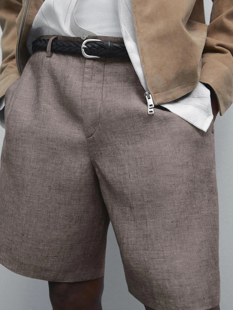 100% linen Bermuda shorts