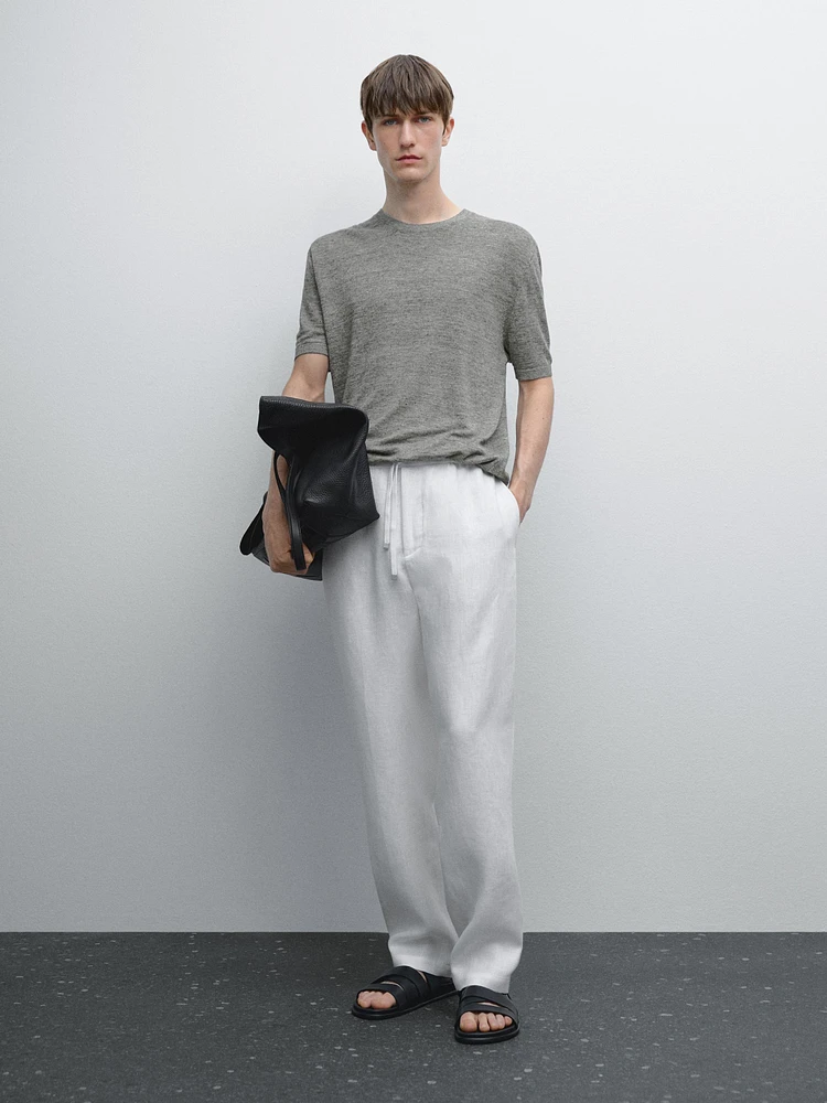100% linen short sleeve knit T-shirt