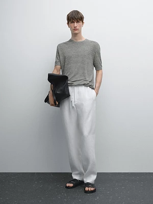 100% linen short sleeve knit T-shirt