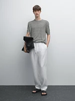 100% linen short sleeve knit T-shirt