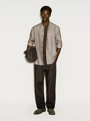 Chemise à col officier regular en lin - Limited Edition