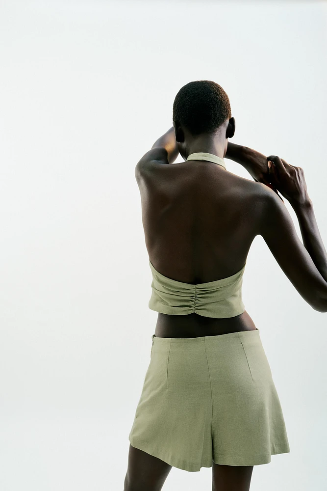 JUPE-CULOTTE À PLIS EN LIN