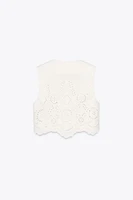 EMBROIDERED EYELET VEST TOP