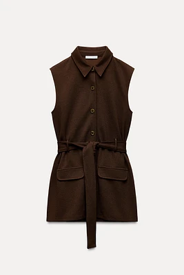 TWILL BELTED VEST