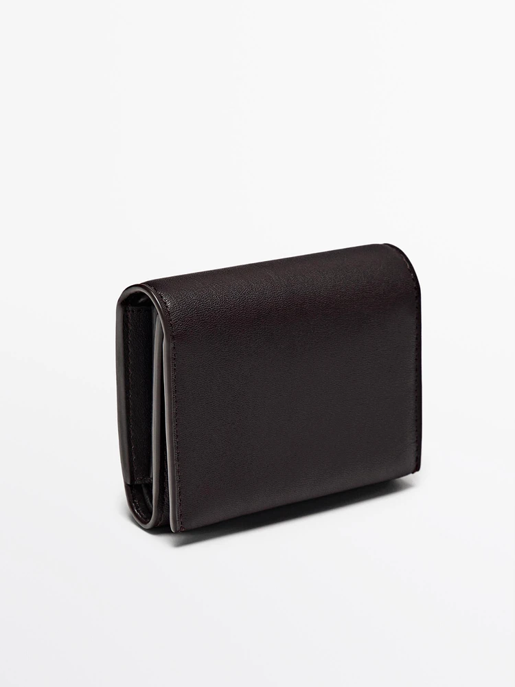 Portefeuille compact en cuir nappa