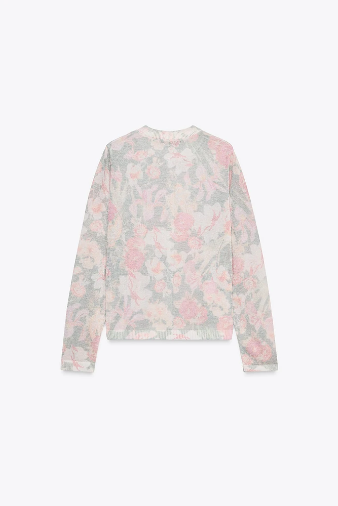 FLORAL PRINT KNIT JACKET