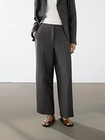 Pantalon de tailleur fluide en lin mélang
