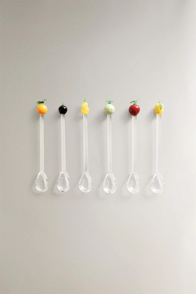 LOT PETITES CUILLÈRES VERRE RECYCLABLE FRUITS (LOT DE 6)