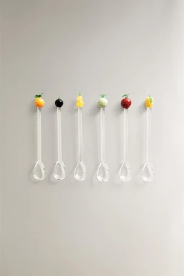 LOT PETITES CUILLÈRES VERRE RECYCLABLE FRUITS (LOT DE 6)