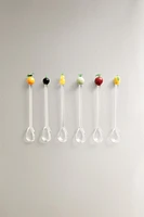 LOT PETITES CUILLÈRES VERRE RECYCLABLE FRUITS (LOT DE 6)