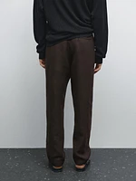 Pantalon straight 100 % lin