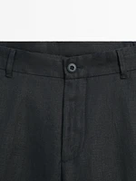 100% linen tapered fit trousers