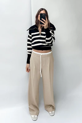 DOUBLE WAIST WIDE LEG PANTS