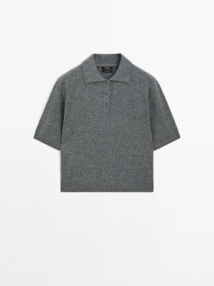 Pull en maille 100 % cachemire à manches courtes