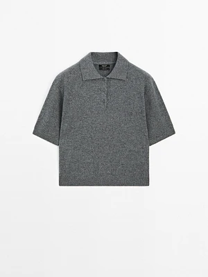 Pull en maille 100 % cachemire à manches courtes