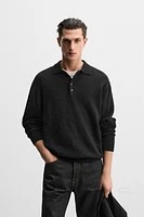 COTTON - WOOL BLEND KNIT POLO