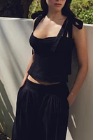 EMBROIDERED TIE TOP