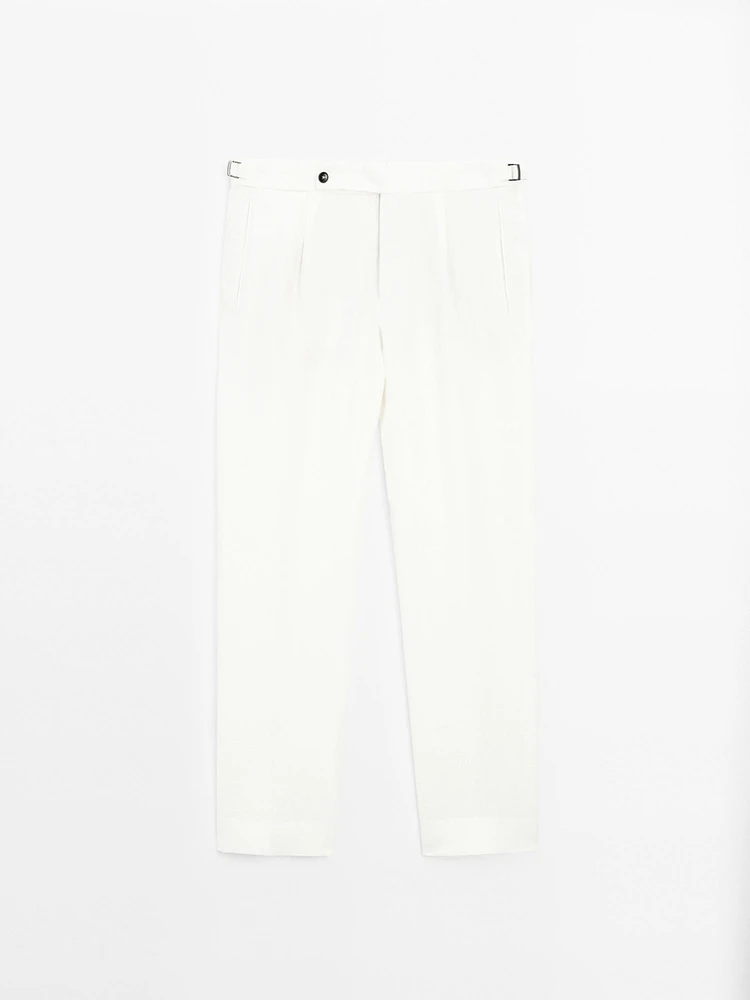 Pantalon à pinces 100 % lin