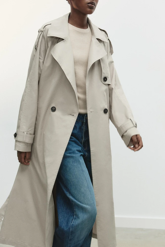 TRENCH LONG CROISÉ À CEINTURE