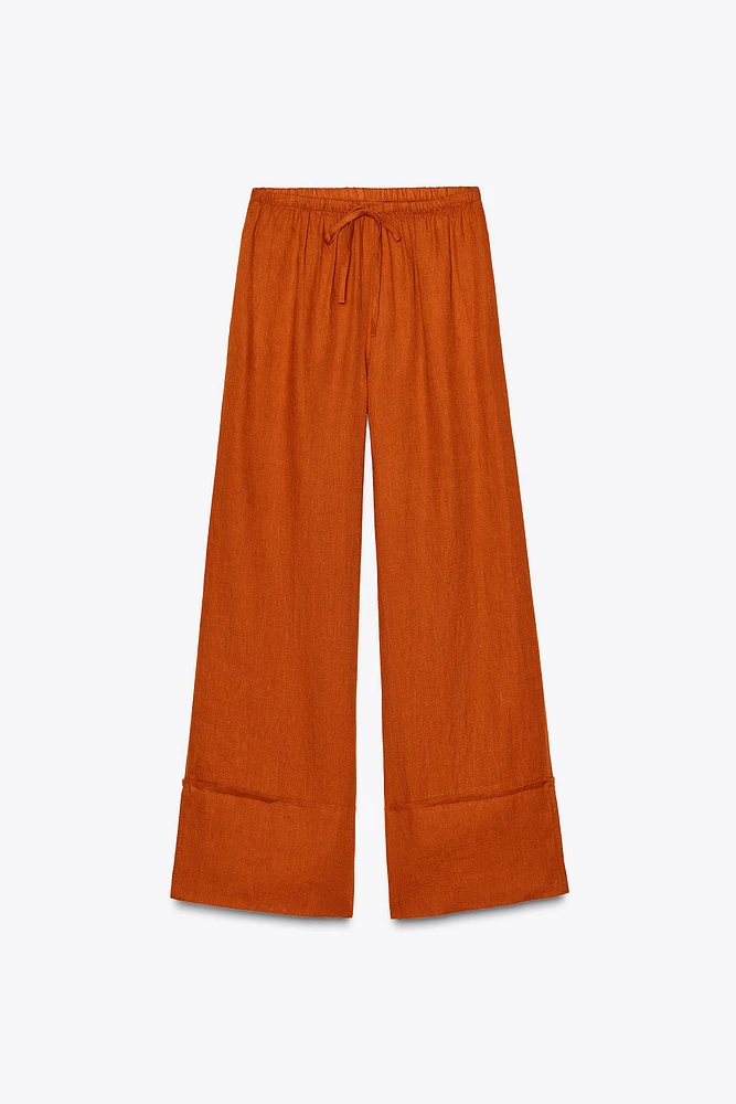 100% LINEN PALAZZO PANTS ZW COLLECTION