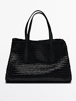 Grand sac satchel tressé en cuir nappa