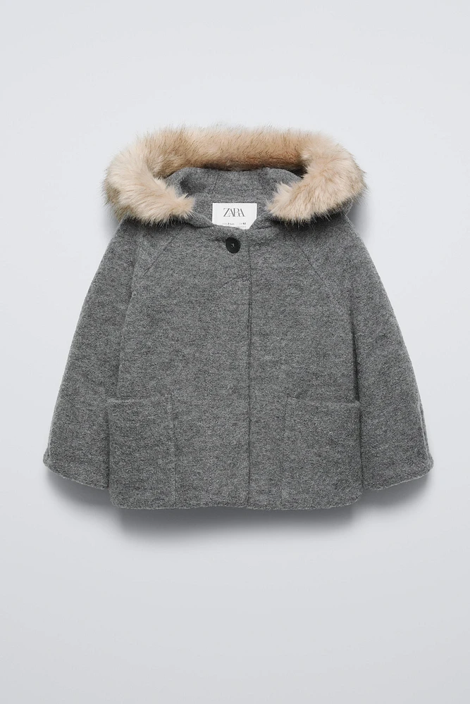 HOODED WOOL DUFFLE COAT